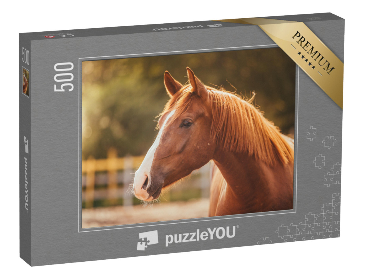 Puzzle 500 Teile „Porträt eines Pferdes im Abendlicht“