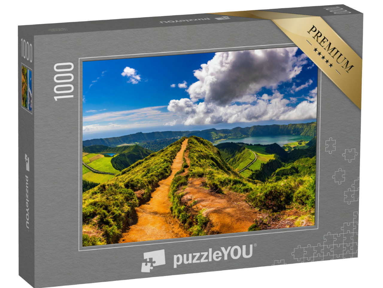 Puzzle 1000 Teile „Aussichtspunkt Grota do Inferno bei Sete Cidades, Azoren, Portugal“