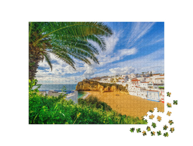 Puzzle 1000 Teile „Weiße Architektur in Carvoeiro, Algarve, Portugal“