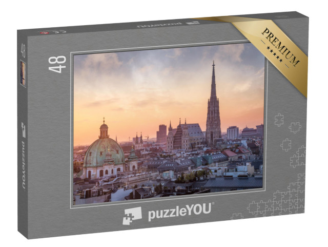 Puzzle 48 Teile „Wiener Skyline mit Stephansdom, Österreich“