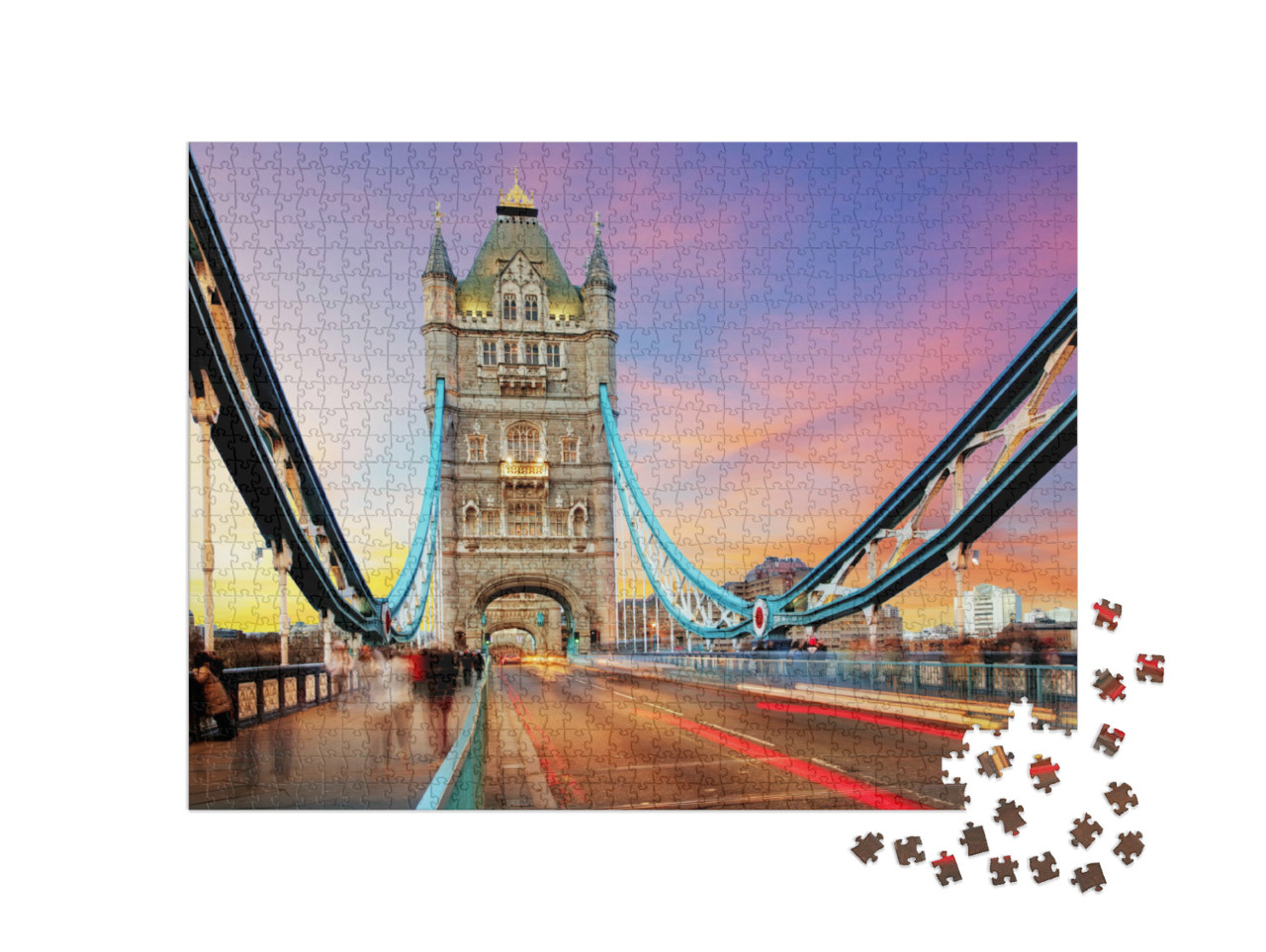 Puzzle 1000 Teile „Abendlicht über der Tower Bridge in London“