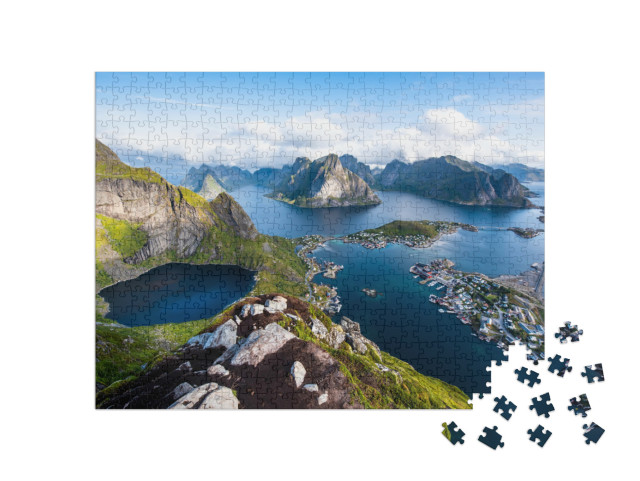 Puzzle 500 Teile „Blick auf atemberaubende Berge der Lofoten, Norwegen“