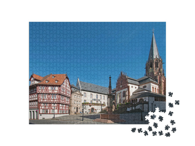 Puzzle 1000 Teile „Basilika in der Altstadt von Aschaffenburg, Deutschland“