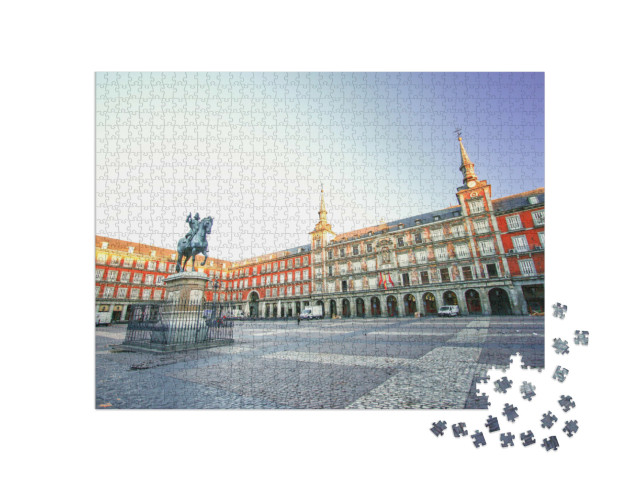 Puzzle 1000 Teile „Morgenlicht am Plaza Mayor in Madrid, Spanien“