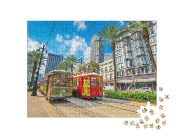 Puzzle 1000 Teile „Straßenbahnen in New Orleans, Louisiana, USA“