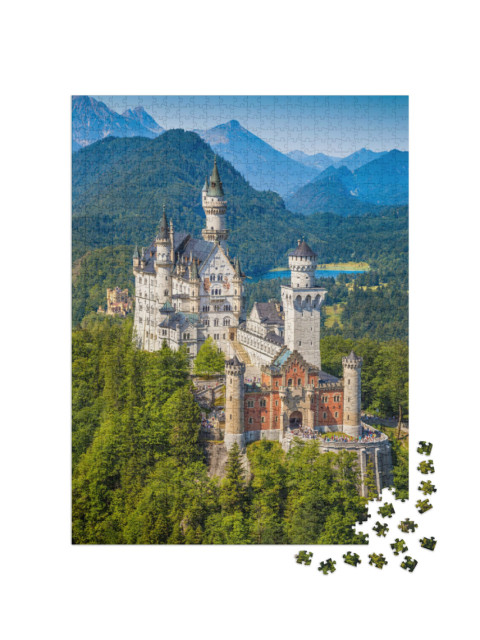 Puzzle 1000 Teile „Schloss Neuschwanstein, erbaut im 19. Jahrhundert von König Ludwig II.“