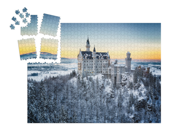 Puzzle-Adventskalender „Schloss Neuschwanstein im Winter“