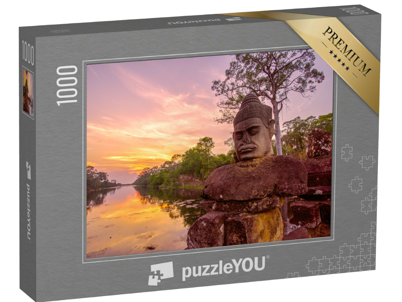 Puzzle 1000 Teile „Statue vor dem Südtor von Angkor Thom, Kambodscha“