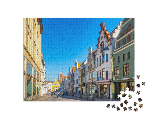 Puzzle 1000 Teile „Malerische Altstadt von Wismar, Deutschland“