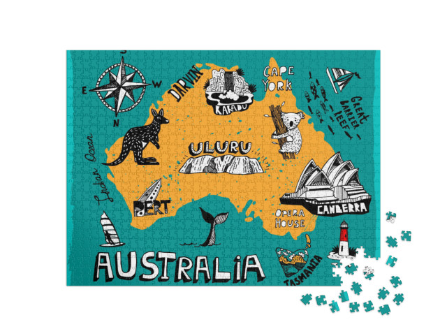 Puzzle 1000 Teile „Illustrierte Karte von Australien“