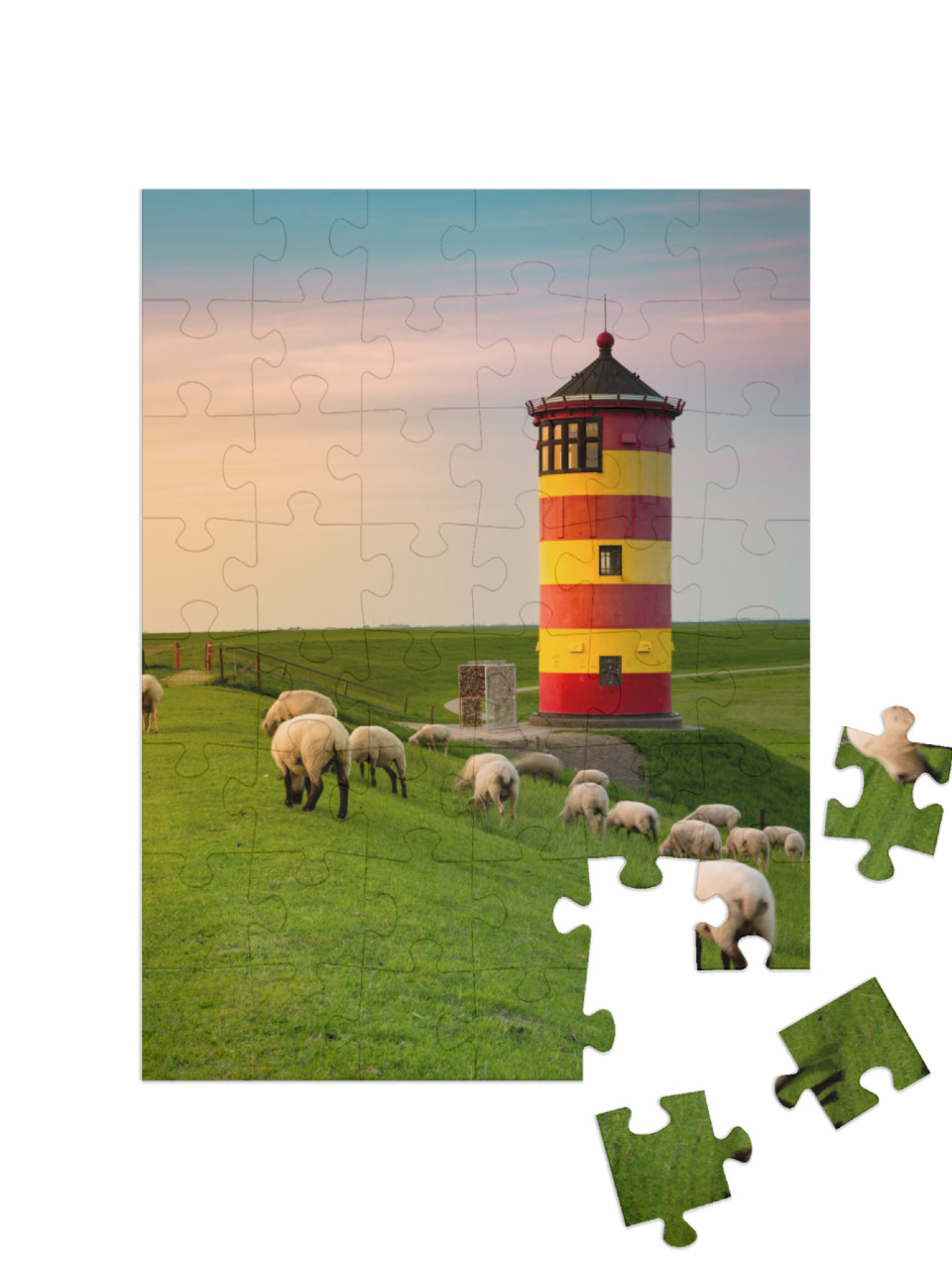 Puzzle 48 Teile „Ein schöner Leuchtturm an der ostfriesischen Küste“