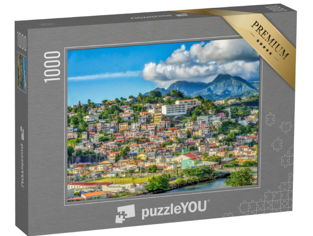 Puzzle 1000 Teile „Häuser an Hängen in Fort-de-France, Hauptstadt von Martinique, Frankreich“