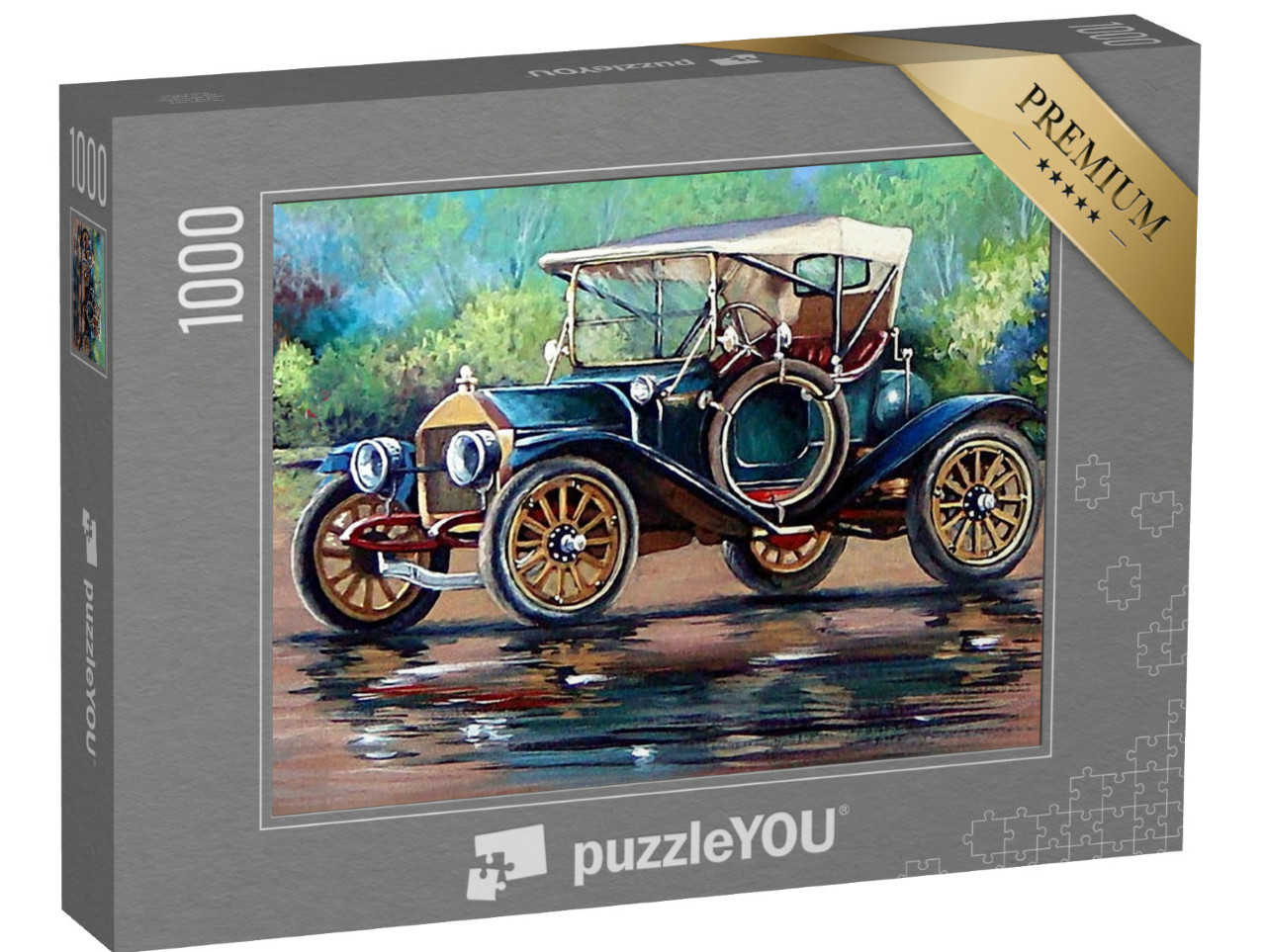 Puzzle 1000 Teile „Alte Autos, Retro-Autos, Ölgemälde“