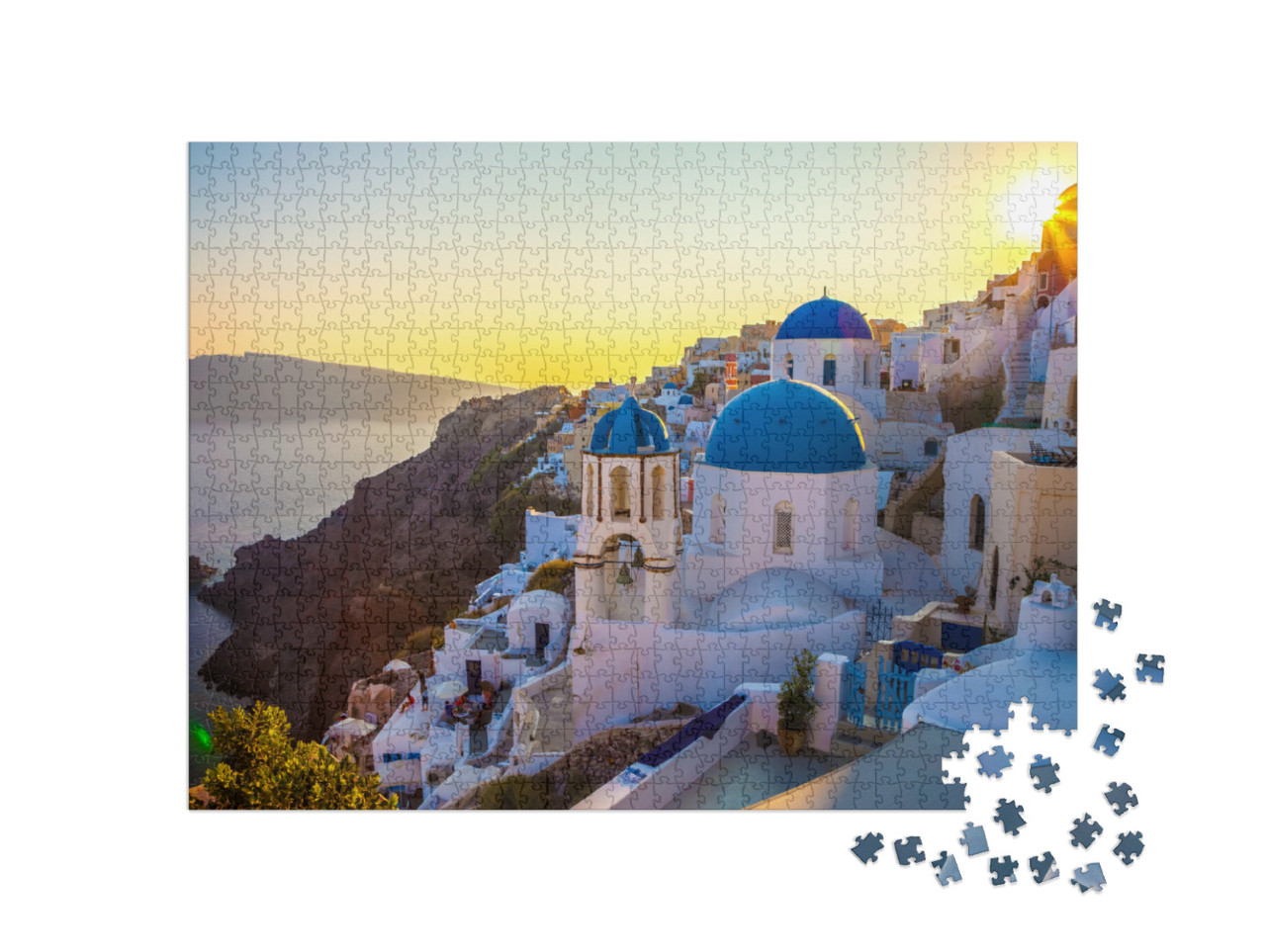 Puzzle 1000 Teile „Dorf Oia auf Santorini, Griechenland“