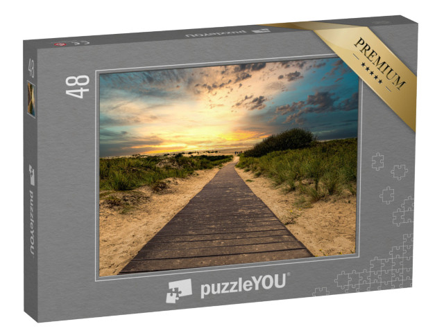 Puzzle 48 Teile „Wunderschöner Abendhimmel über Borkum, Deutschland“