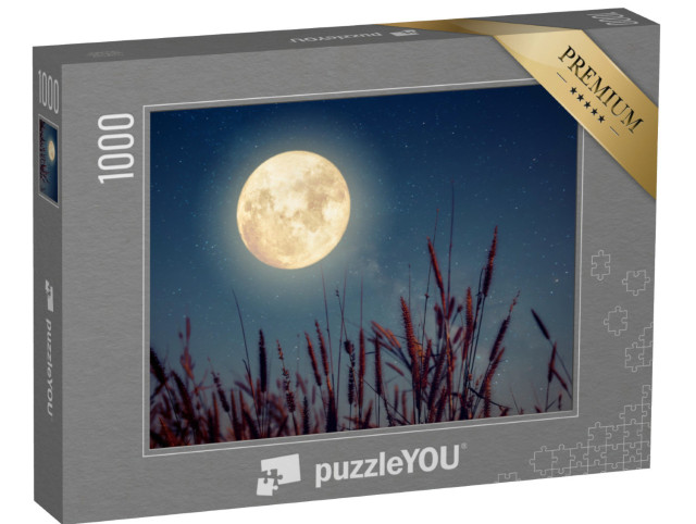 Puzzle 1000 Teile „Vollmond über herbstlichen Ähren“