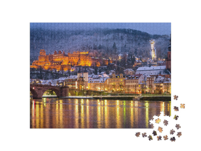 Puzzle 1000 Teile „Winterliche Altstadt von Heidelberg, Deutschland“