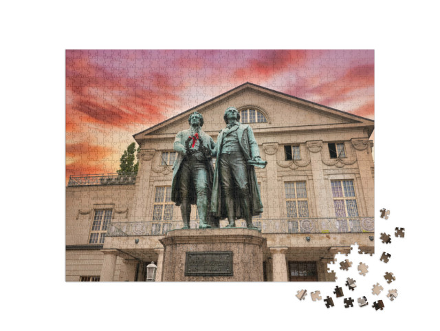Puzzle 1000 Teile „Goethe-Schiller-Denkmal in Weimar, Thüringen, Deutschland“