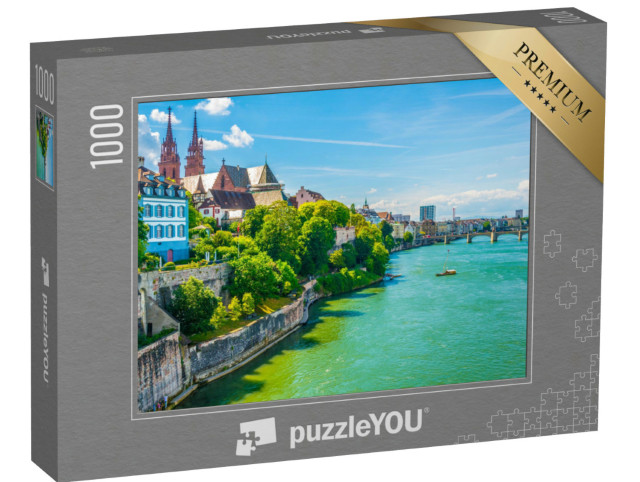 Puzzle 1000 Teile „Flussufer des Rheins in Basel, Schweiz“