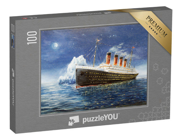 Puzzle 100 Teile „Ölgemälde: Die Titanic zerschellt am Eisberg“