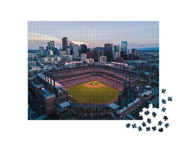 Puzzle 1000 Teile „Stadion und Skyline von Denver, Colorado“