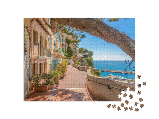 Puzzle 1000 Teile „Küstenstraße in Monaco Village, Monte-Carlo, Monaco“