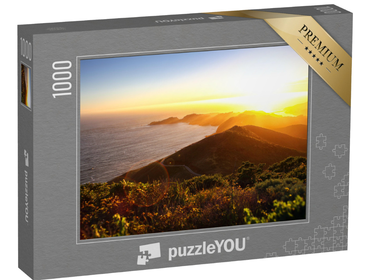 Puzzle 1000 Teile „Dramatischer Sonnenuntergang an der Küste“