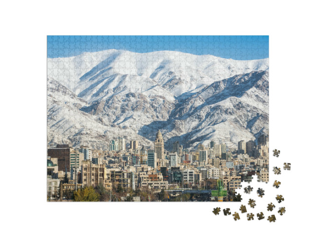 Puzzle 1000 Teile „Teheran und Alborz-Gebirge im Winter, Iran“