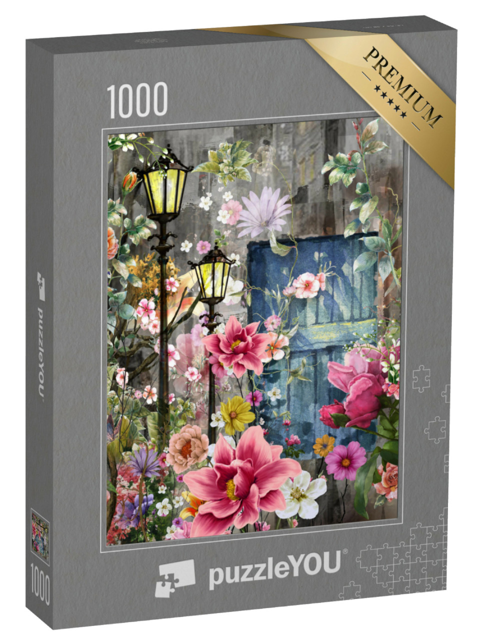 Puzzle 1000 Teile „Die Blüten des Frühlings im Schein von Laternen“