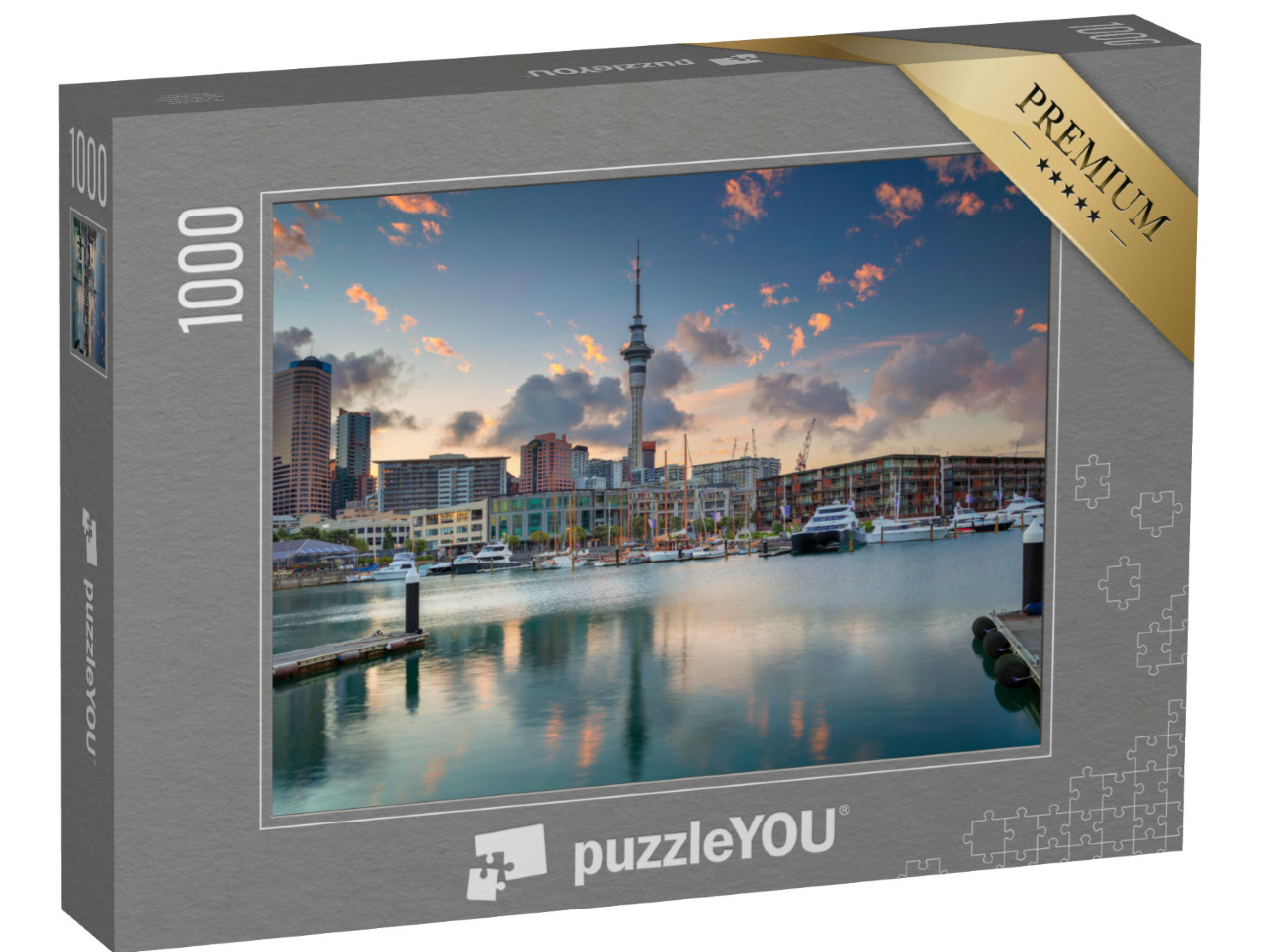 Puzzle 1000 Teile „Auckland Skyline im Sonnenaufgang, Neuseeland“
