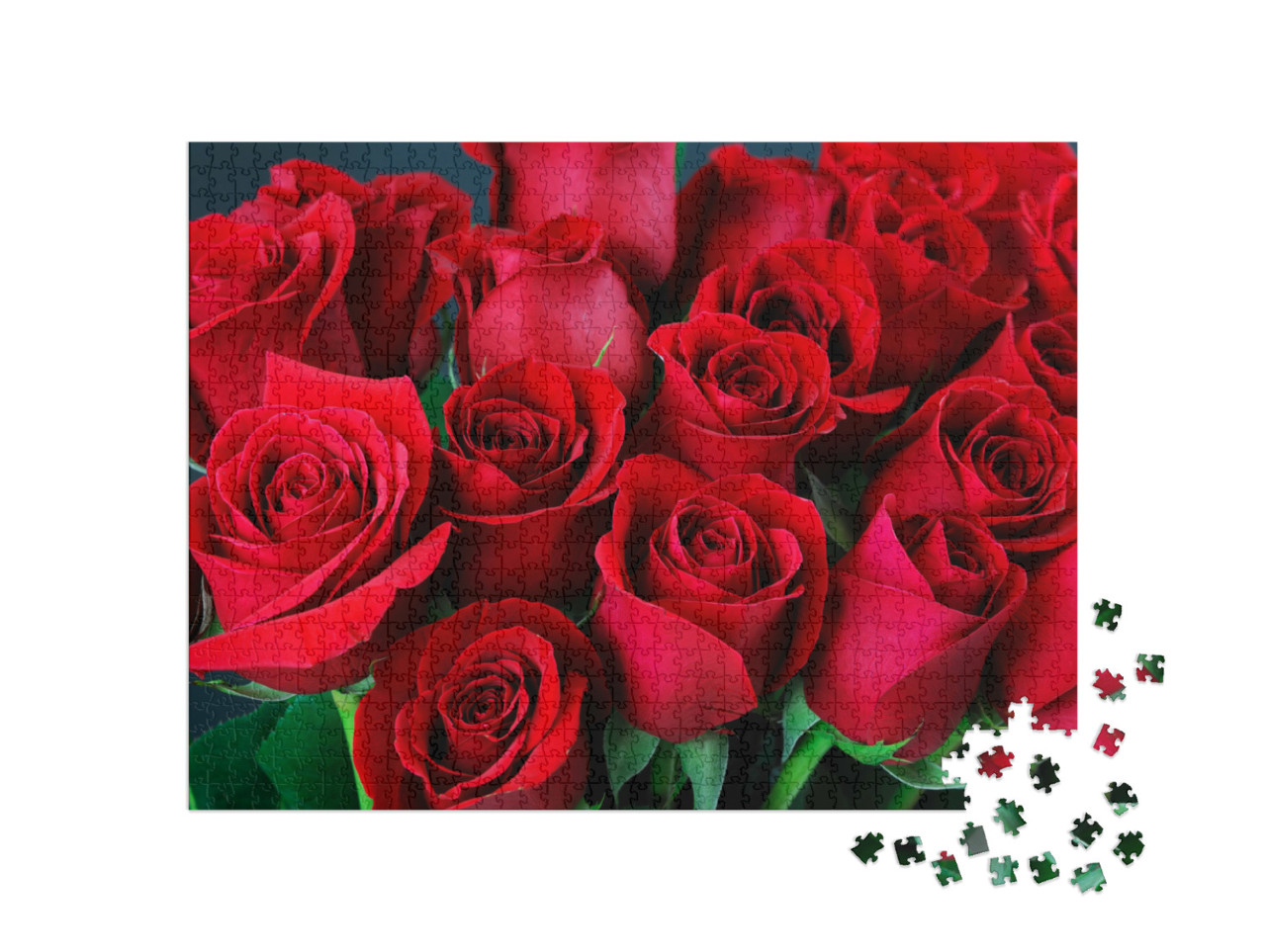 Puzzle 1000 Teile „Ein Strauß von roten Rosen“