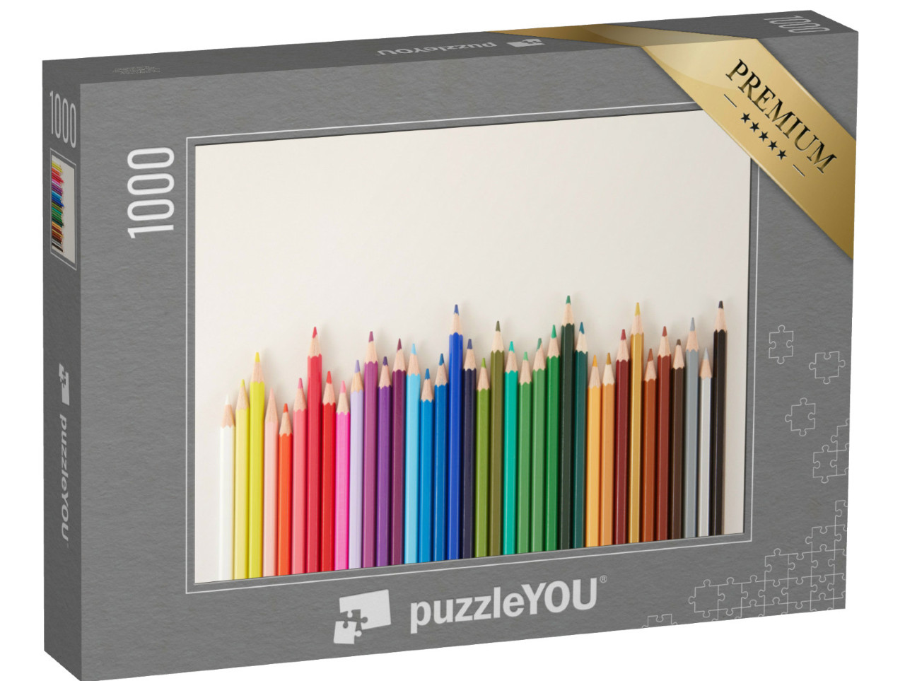 Puzzle 1000 Teile „Buntstifte auf weißem Hintergrund“