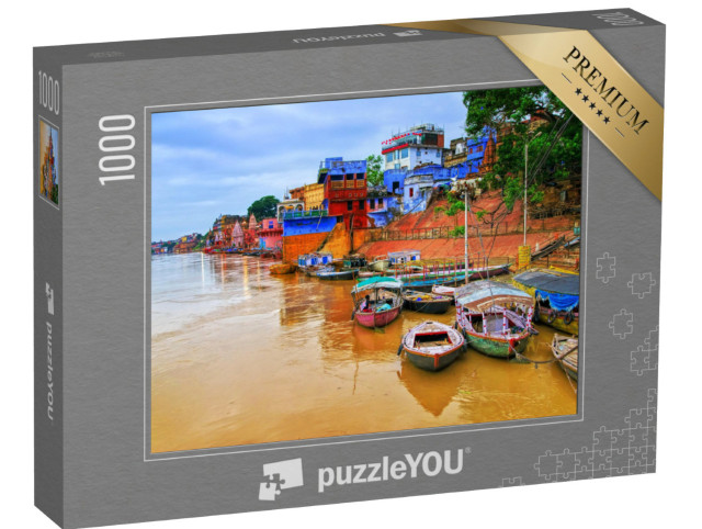 Puzzle 1000 Teile „Blick auf Varanasi am Fluss Ganges, Indien“