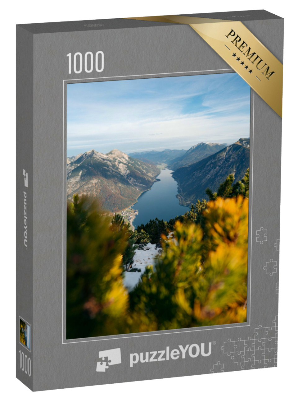 Puzzle 1000 Teile „Panoramablick auf den Achensee im Sonnenaufgang, Österreich“