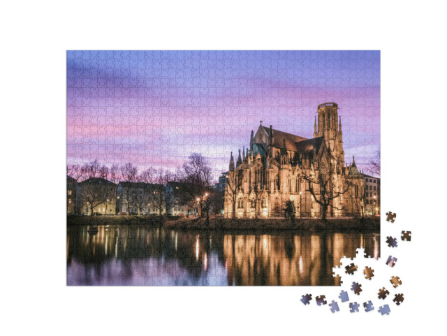 Puzzle 1000 Teile „Die Feuerseekirche in Stuttgart, Deutschland“