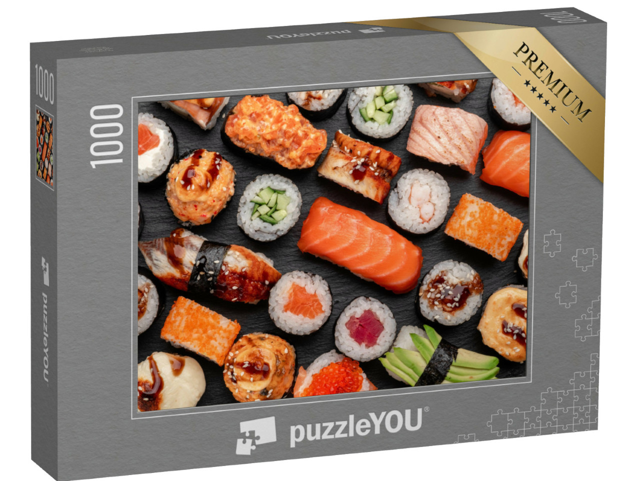 Puzzle 1000 Teile „Sushi Nigiri und Maki auf Schieferplatten“