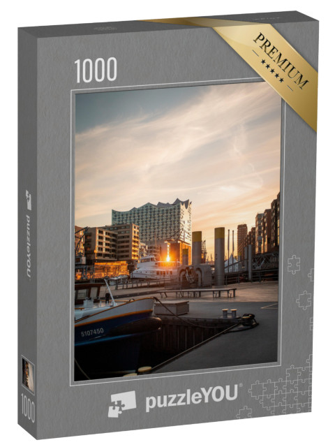 Puzzle 1000 Teile „Elbphilharmonie im Licht des Sonnenuntergangs, Hamburg“