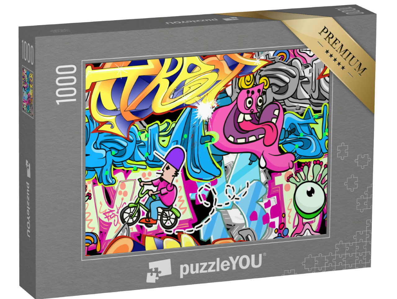 Puzzle 1000 Teile „Wand, vollbedeckt mit Graffiti“