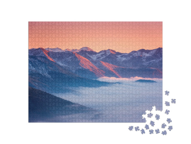 Puzzle 1000 Teile „Sonnenuntergang in den Alpen“