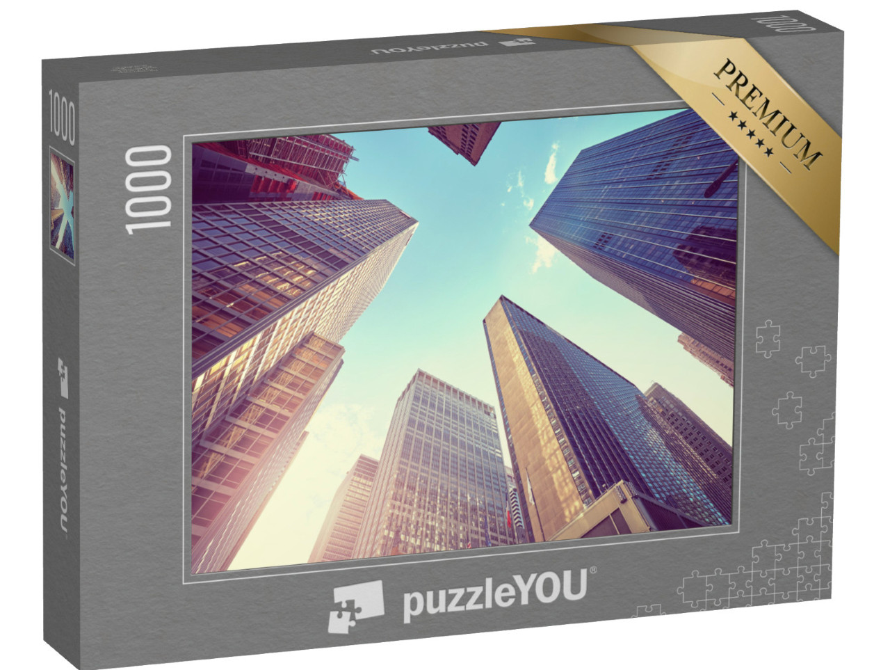 Puzzle 1000 Teile „Vintage-Foto der Wolkenkratzer von Manhattan bei Sonnenuntergang“