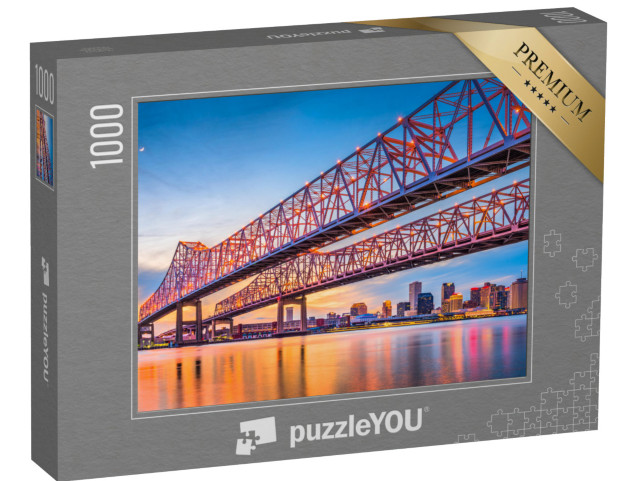 Puzzle 1000 Teile „New Orleans, Louisiana, Crescent City Connection Bridge über den Mississippi“