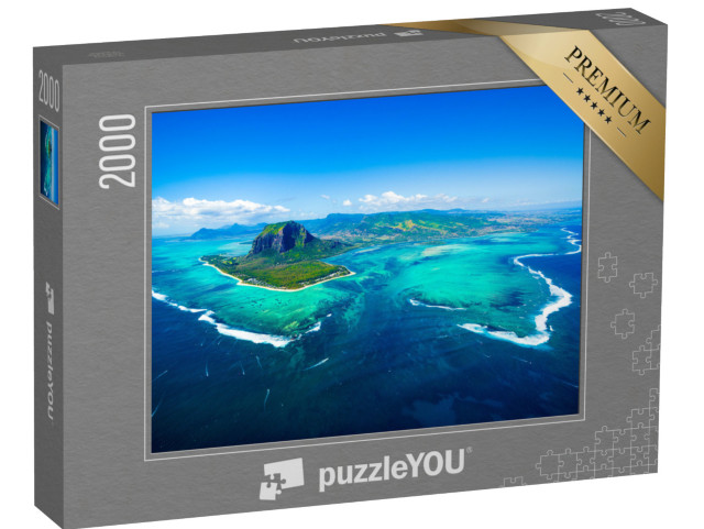 Puzzle 2000 Teile „Mauritius mit dem Mount Le Morne Brabant und Unterwasser-Wasserfall“