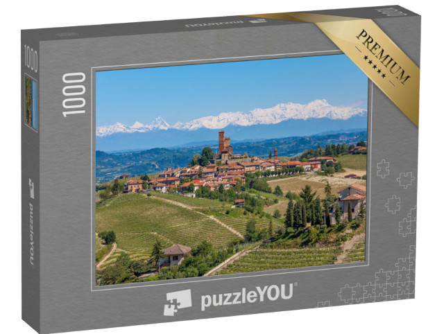 Puzzle 1000 Teile „Kleine Stadt auf einem Hügel, umgeben von grünem Weinberg“