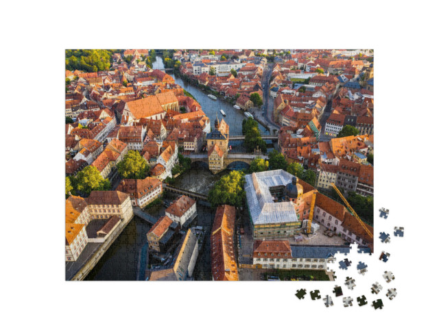 Puzzle 1000 Teile „Altes Rathaus an der Regnitz, Bamberg, Deutschland“