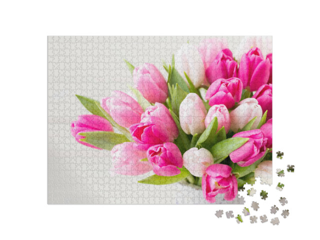 Puzzle 1000 Teile „Rosa Tulpen an Ostern“