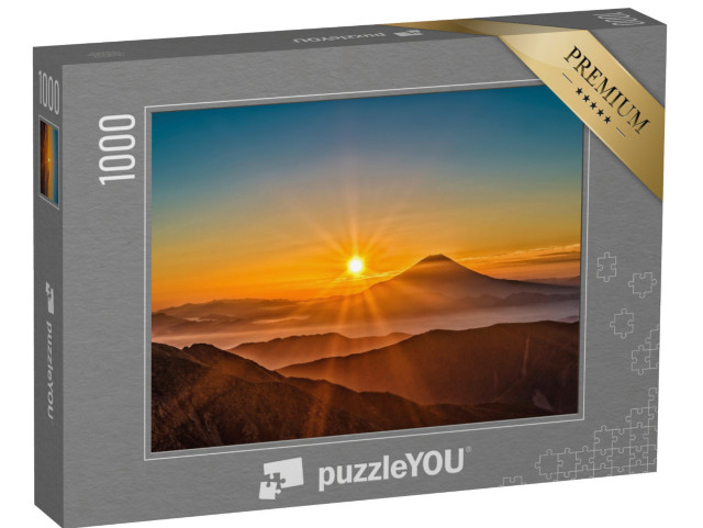 Puzzle 1000 Teile „Sonnenaufgang über dem Berg Fuji in Japan“