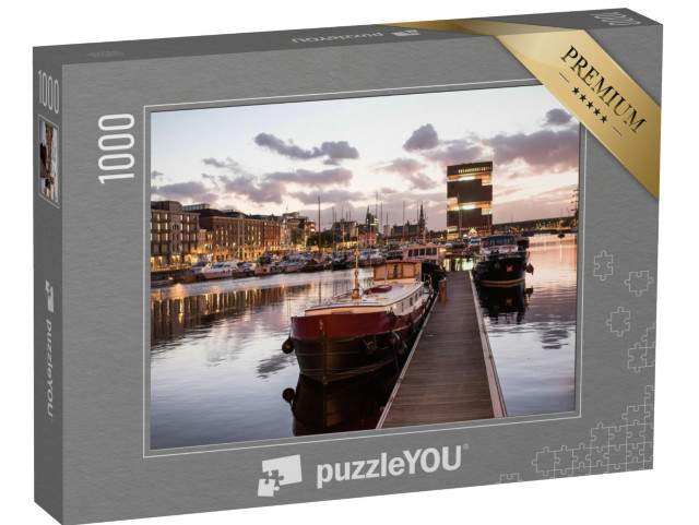 Puzzle 1000 Teile „Abendlicher Hafen von Antwerpen, Belgien“