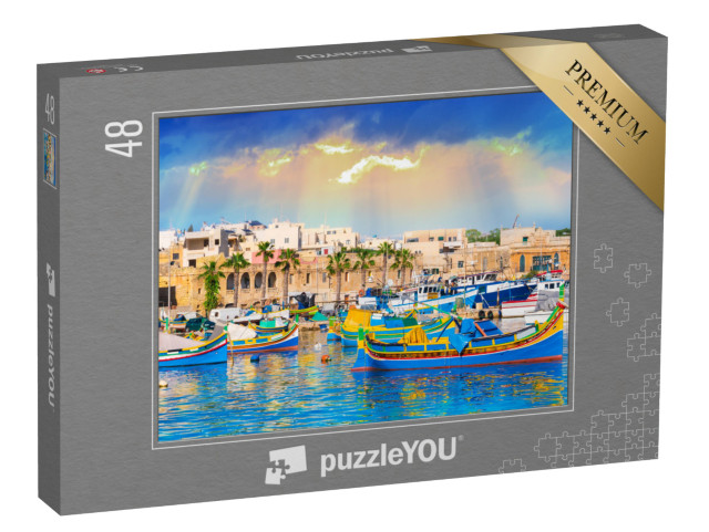 Puzzle 48 Teile „Hafen des Dorfes Marsaxlokk auf Malta“