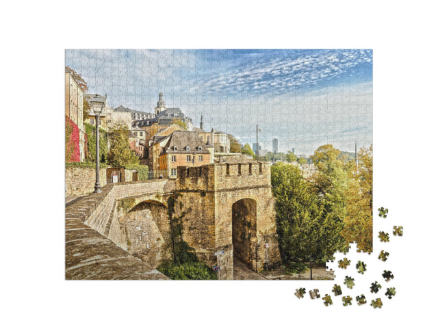 Puzzle 1000 Teile „Stadtkern von Luxemburg, malerische Ansicht“