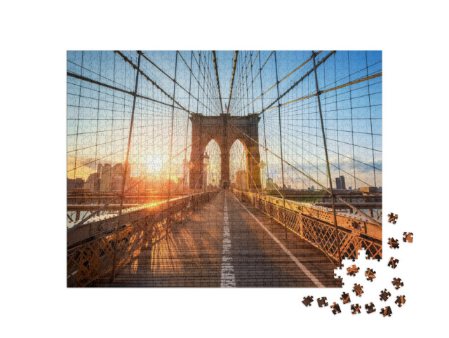 Puzzle 1000 Teile „Abend auf der Brooklyn Bridge, New York City, USA“